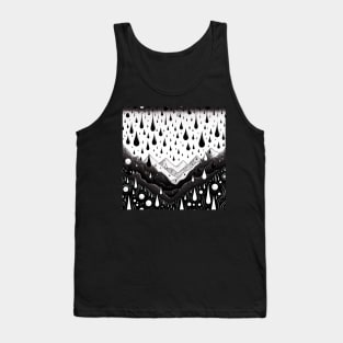 Abstract Monochromatic Mountains in Rain Drops Pattern Tank Top